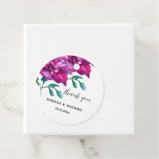 Künstlerische Lila Rose Wasserfarben Handgemalt Geschenkanhänger (Beispiel)