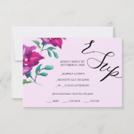 Künstlerische Lila Rose Wasserfarben Handgemalt RSVP Karte