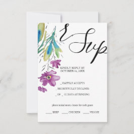 Künstlerische Lila Wildblume Wasserfarben Handgema RSVP Karte