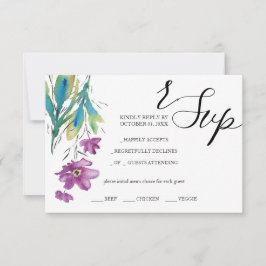 Künstlerische Lila Wildblume Wasserfarben Handgema RSVP Karte