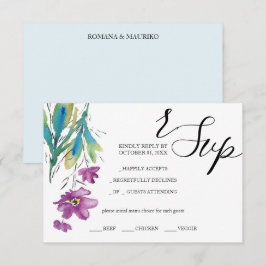 Künstlerische Lila Wildblume Wasserfarben Handgema RSVP Karte