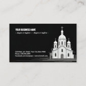 Künstlerische Liniengrafik Kirche auf Schwarz Visitenkarte (Rückseite)