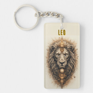 Künstlerische Lion mit goldener Geometrie Schlüsselanhänger