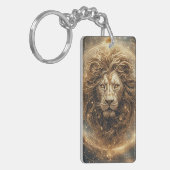 Künstlerische Lion mit goldener Geometrie Schlüsselanhänger (Vorderseite links)