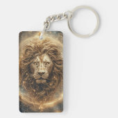 Künstlerische Lion mit goldener Geometrie Schlüsselanhänger (Rückseite)