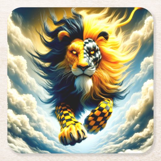 Künstlerische Lion Rechteckiger Pappuntersetzer (Vorderseite)