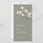 Künstlerische Magnolie Sagegrün | Hochzeitsprogram (Vorderseite)