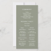 Künstlerische Magnolie Sagegrün | Hochzeitsprogram (Rückseite)