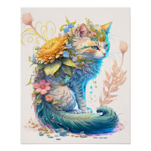 Künstlerische Majestic Kitty Cat Illustration Poster