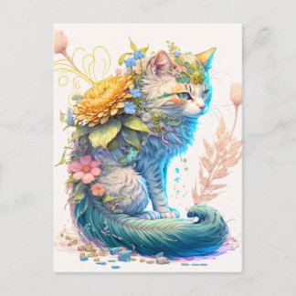 Künstlerische Majestic Kitty Cat Illustration Postkarte