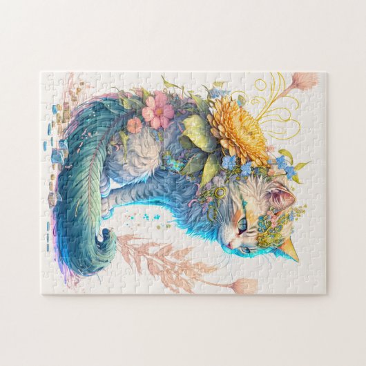 Künstlerische Majestic Kitty Cat Illustration Puzzle (Horizontal)