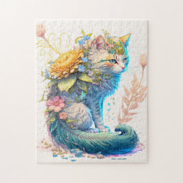 Künstlerische Majestic Kitty Cat Illustration Puzzle