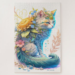 Künstlerische Majestic Kitty Cat Illustration Puzzle