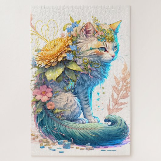 Künstlerische Majestic Kitty Cat Illustration Puzzle (Vertikal)