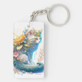 Künstlerische Majestic Kitty Cat Illustration Schlüsselanhänger (Rückseite)