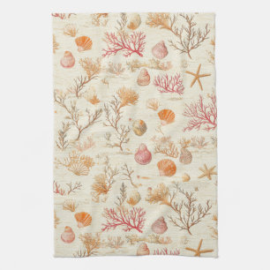 Künstlerische marine Korallenmuschel Terrakotta El Geschirrtuch