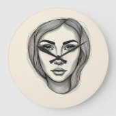 Künstlerische Maueruhren in Schwarz und Weiß Große Wanduhr (Vorderseite)