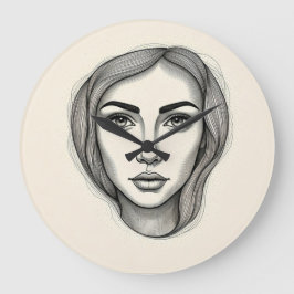 Künstlerische Maueruhren in Schwarz und Weiß Große Wanduhr