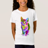 Künstlerische Mehrfarbenkatze/Kitten Girl's T - Sh T-Shirt (Vorderseite)
