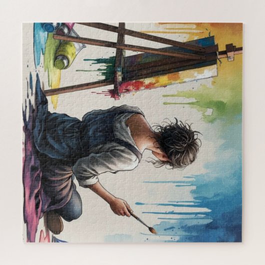 Künstlerische Melodie: Die Maler in einer Wasserfa Puzzle (Horizontal)