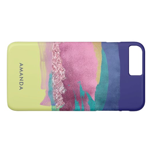 künstlerische Metallische Pinselstriche mit Monogr Case-Mate iPhone Hülle (Rückseite (Horizontal))