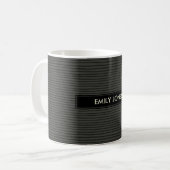 KÜNSTLERISCHE MINIMALE SCHWARZE SKIZZE-GESTREIFTE KAFFEETASSE (Vorderseite Links)