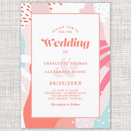 Künstlerische Moderne Abstrakte Hochzeitskoralle A Einladung