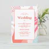 Künstlerische Moderne Abstrakte Hochzeitskoralle A Einladung (Stehend Vorderseite)