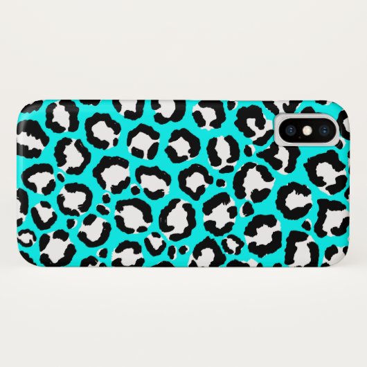 Künstlerische moderne Cyclablau-Leopard-Tierdruckm Case-Mate iPhone Hülle (Rückseite (Horizontal))