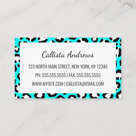 Künstlerische moderne Cyclablau-Leopard-Tierdruckm Visitenkarte (Rückseite)