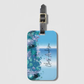 Künstlerische Moderne Glam Green Lila Blue Metalli Gepäckanhänger (Vorderseite Vertikal)