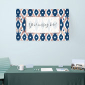 Künstlerische moderne Rose Gold Navy Blue Ikat Geo Banner (Messeveranstaltung)
