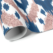 Künstlerische moderne Rose Gold Navy Blue Ikat Geo Geschenkpapier (Rolleneckpunkt)