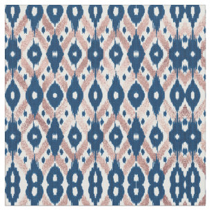 Künstlerische moderne Rose Gold Navy Blue Ikat Geo Stoff