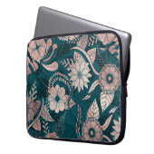 Künstlerische moderne Rose Gold Smaragdgrüne Blume Laptopschutzhülle (Vorderseite Links)