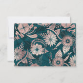 Künstlerische moderne Rose Gold Smaragdgrüne Blume Save The Date (Rückseite)