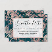 Künstlerische moderne Rose Gold Smaragdgrüne Blume Save The Date (Vorne/Hinten)