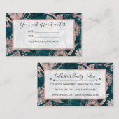 Künstlerische moderne Rose Gold Smaragdgrüne Blume Terminkarte (Vorne/Hinten)