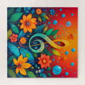 Künstlerische musikalische Note, umgeben von farbe Puzzle (Horizontal)