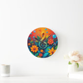 Künstlerische musikalische Note, umgeben von farbe Runde Wanduhr (Zuhause)
