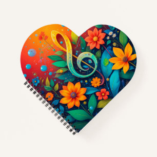 Künstlerische Musiknote umgeben von farbenfrohen B Notizblock