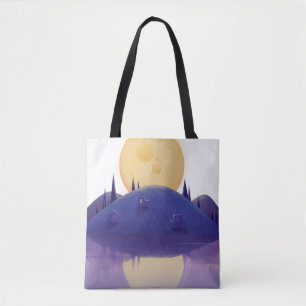 Künstlerische Nachtszene-Illustration Tragetasche Tasche