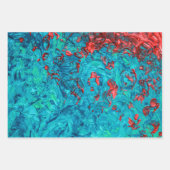 Künstlerische Neon Orange Aquamarine Acrylmalerei Geschenkpapier Set (Vorderseite 2)