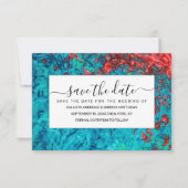 Künstlerische Neon Orange Aquamarine Acrylmalerei Save The Date (Vorderseite)