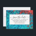 Künstlerische Neon Orange Aquamarine Acrylmalerei Save The Date<br><div class="desc">Dieses moderne und coole Gemälde ist perfekt für den trendigen und modischen Menschen. Es zeichnet sich durch ein handgemaltes neonorangefarbenes und aquamarin grünes Acrylabstrakt-Design aus. Es ist einzigartig, künstlerisch und zeitgemäß. ***WICHTIGE HINWEIS FÜR DESIGN: Für individuelle Designanfragen, wie z.B. passende Produktanfragen, Farbänderungen, Platzierungsänderungen oder andere Änderungswünsche, klicken Sie bitte auf...</div>