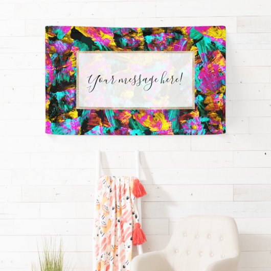 Künstlerische Neonfarben Schwarze Abstrakte Malere Banner (Insitu)