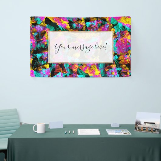 Künstlerische Neonfarben Schwarze Abstrakte Malere Banner (Messeveranstaltung)