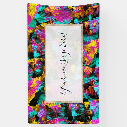 Künstlerische Neonfarben Schwarze Abstrakte Malere Banner (Vertikal)