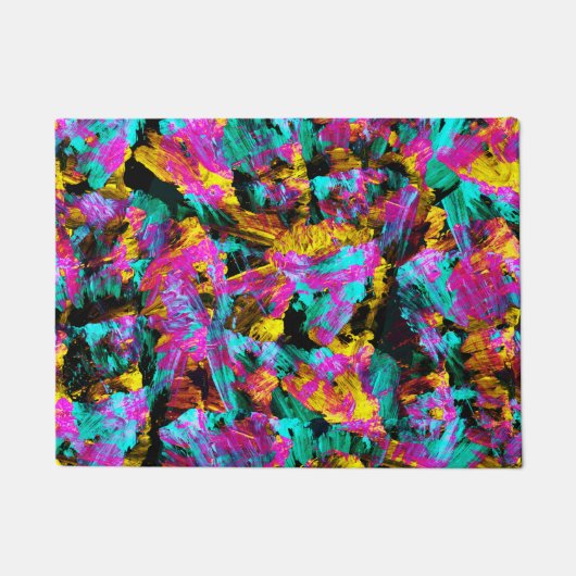 Künstlerische Neonfarben Schwarze Abstrakte Malere Fußmatte (Vorderseite)