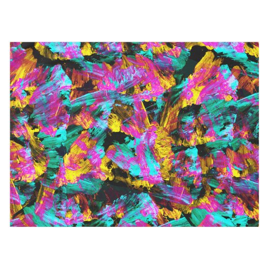 Künstlerische Neonfarben Schwarze Abstrakte Malere Tischdecke (Vorderseite (Horizontal))